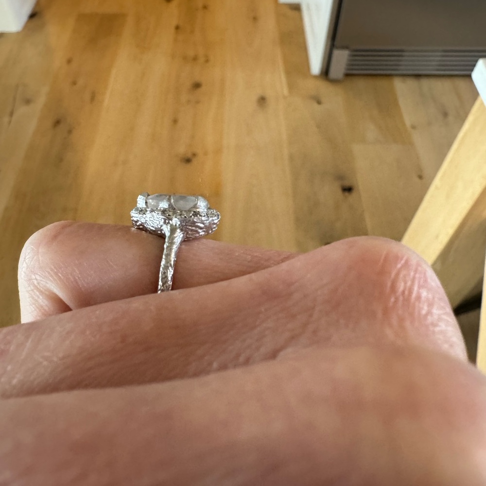 Logan Hollowell Baby Queen Water Drop Moonstone Ring with Sprinkled Diamonds - Picture 7 of 8